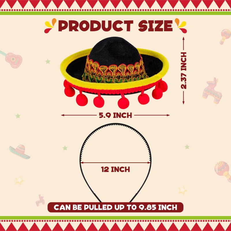 Melisheer Cinco De Mayo Mini Sombrero Headbands with Fiesta Party Costume Theme - Image 2